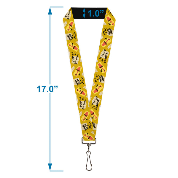 Buckle-Down Lanyard - 1.0" - A Christmas Story IT'S A MAJOR AWARD Lamp Icons Collage Yellow