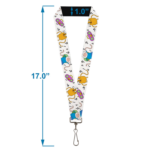 Buckle-Down Lanyard - 1.0" - Adventure Time Finn And Jake Long Arms Dancing Pose White