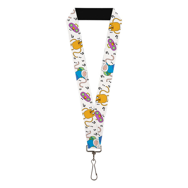 Buckle-Down Lanyard - 1.0" - Adventure Time Finn and Jake Long Arms Dancing Pose White