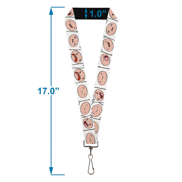 Buckle-Down Lanyard - 1.0" - Adventure Time Finn Expression Blocks White