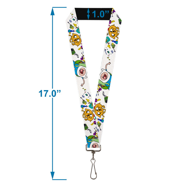 Buckle-Down Lanyard - 1.0" - Adventure Time Jake And Finn Open Pack Pose White