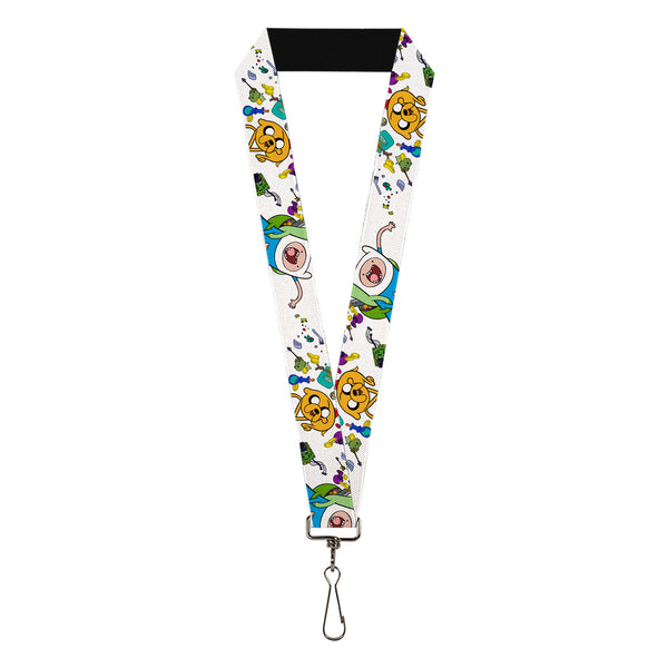 Buckle-Down Lanyard - 1.0" - Adventure Time Jake and Finn Open Pack Pose White