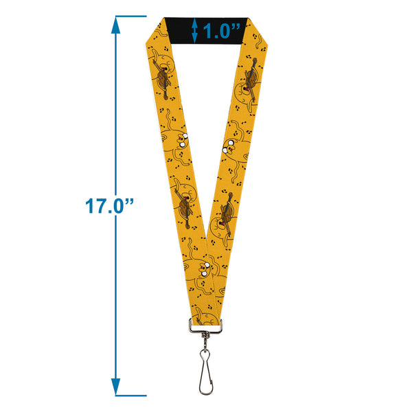 Buckle-Down Lanyard - 1.0" - Adventure Time Jake Dancing And Violin Poses Yellow