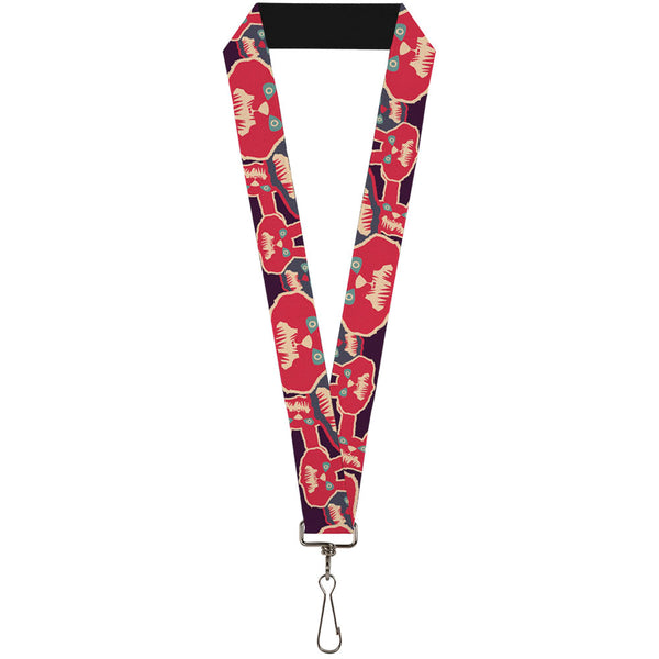 Buckle-Down Lanyard - 1.0" - Angry Bunnies CLOSE-UP Purple Red Blue