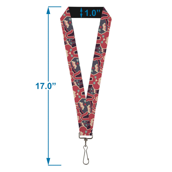Buckle-Down Lanyard - 1.0" - Angry Bunnies Purple Red Blue
