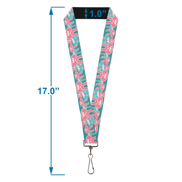 Buckle-Down Lanyard - 1.0" - Angry Bunnies Turquoise Pinks