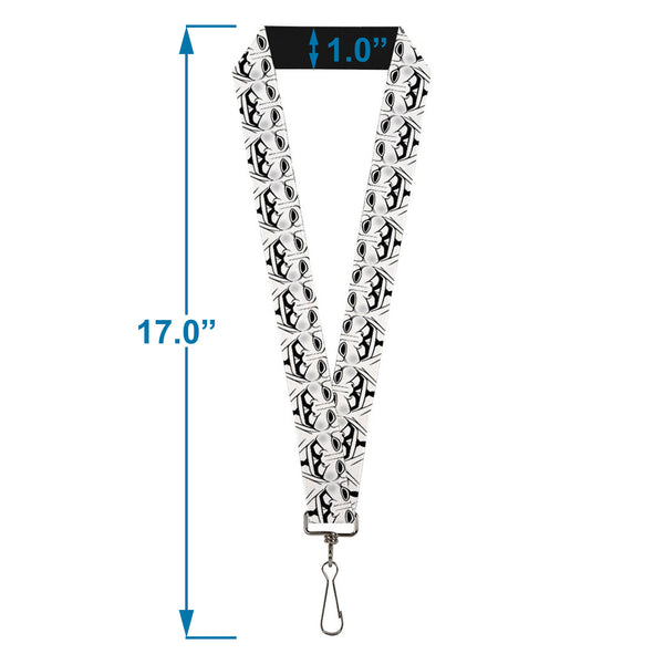 Buckle-Down Lanyard - 1.0" - Anonymous Face C U Repeat White Black Gray