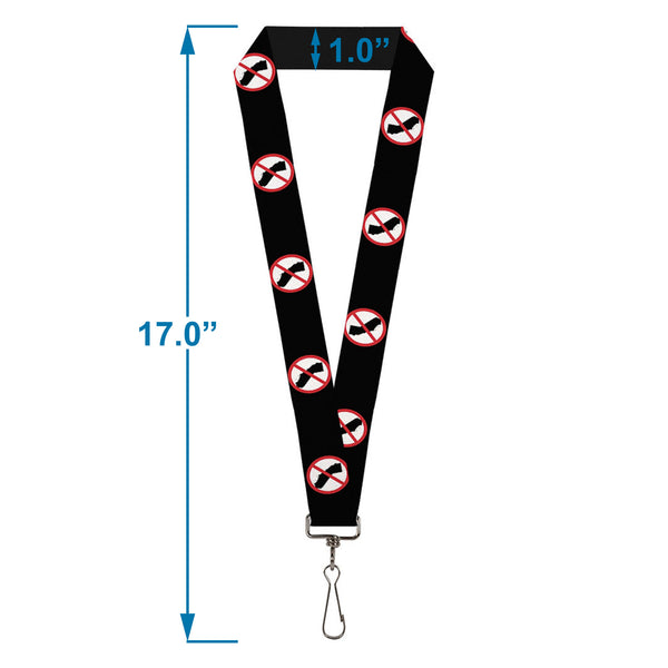 Buckle-Down Lanyard - 1.0" - Anti-California Logo Black Red White