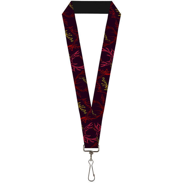 Buckle-Down Lanyard - 1.0" - Antlers Black Burgundy Gold