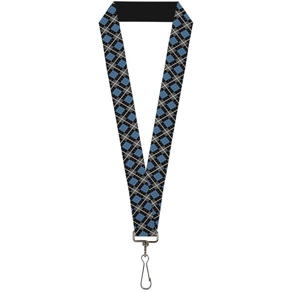 Buckle-Down Lanyard - 1.0" - Argyle Black Gray Turquoise