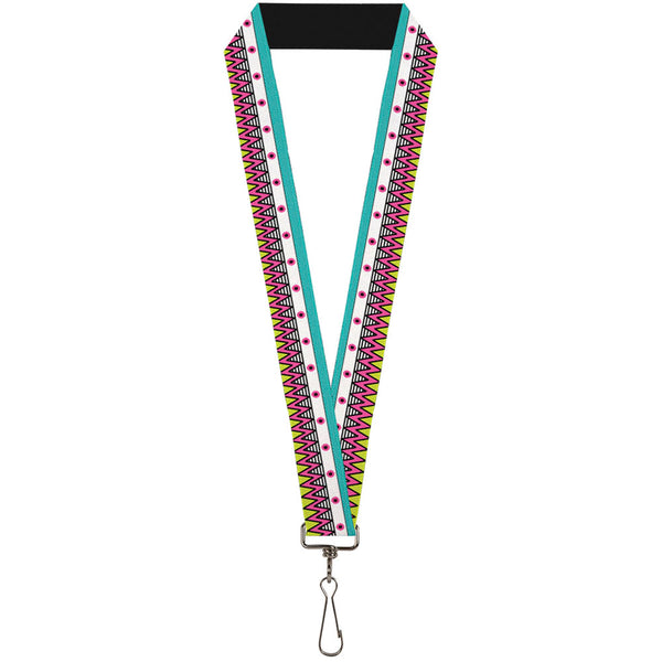 Buckle-Down Lanyard - 1.0" - Aztec 14 Seafoam Green White Pink Lime Green Black