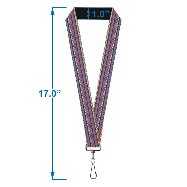Buckle-Down Lanyard - 1.0" - Aztec 15 Blues Yellow Orange Gray