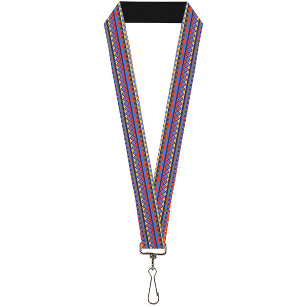 Buckle-Down Lanyard - 1.0" - Aztec 15 Blues Yellow Orange Gray