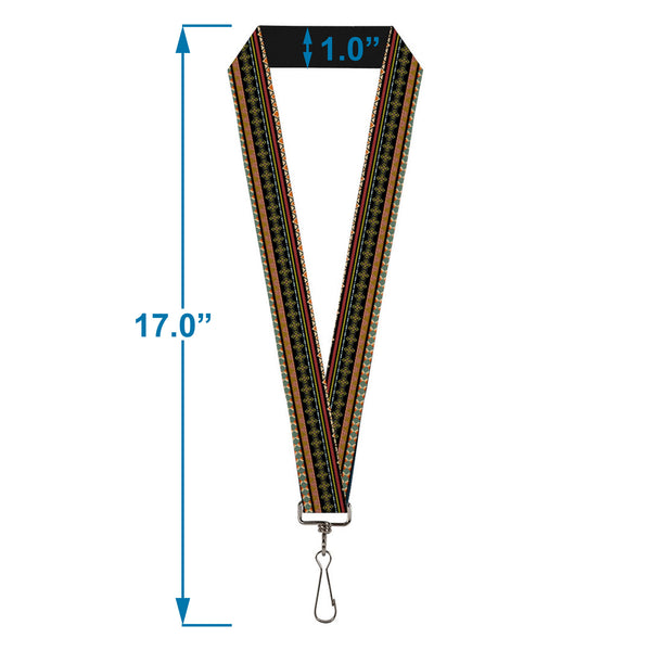 Buckle-Down Lanyard - 1.0" - Aztec5 Reds Blues Greens Yellows