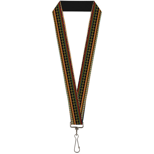 Buckle-Down Lanyard - 1.0" - Aztec5 Reds Blues Greens Yellows
