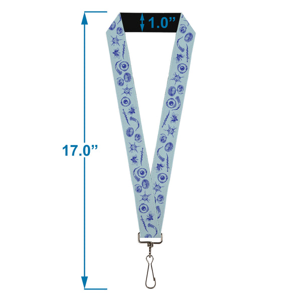 Buckle-Down Lanyard - 1.0" - BALDUR'S GATE III Title Logo And Icons Blues