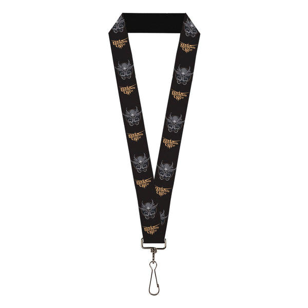 Buckle-Down Lanyard - 1.0" - BALDUR'S GATE III Title Logo and Mind Flayer Icon Black/Grays/Tan