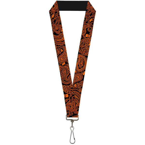 Buckle-Down Lanyard - 1.0" - Bandana Skulls Black Orange