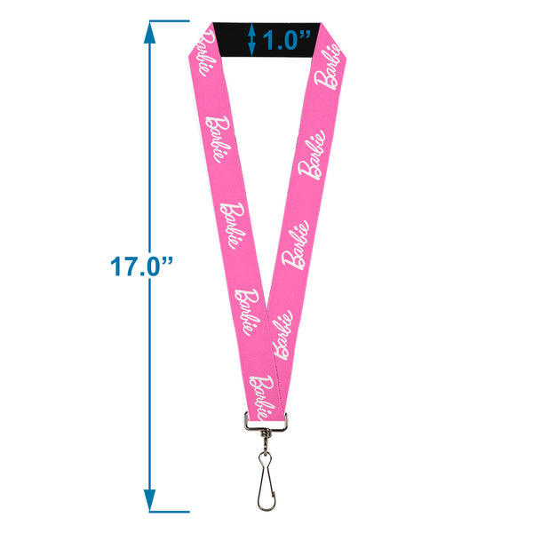 Buckle-Down Lanyard - 1.0" - BARBIE Script Signature Logo Pink/White