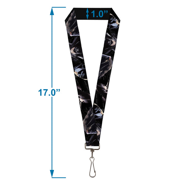 Buckle-Down Lanyard - 1.0" - Batman 4-Vivid Action Poses Black