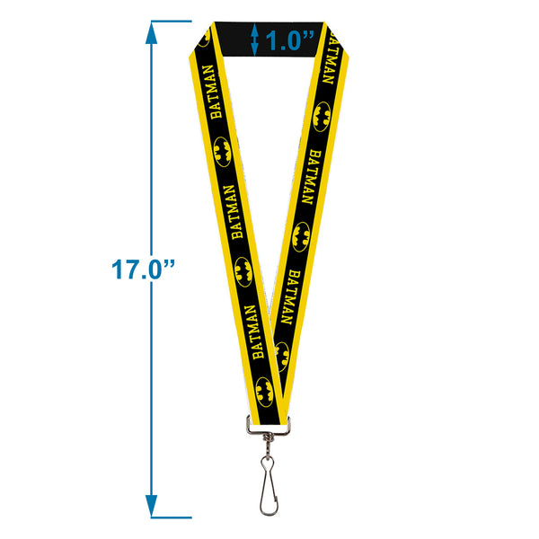 Buckle-Down Lanyard - 1.0" - BATMAN Logo Stripe Yellow Black