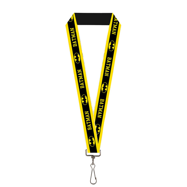 Buckle-Down Lanyard - 1.0" - BATMAN Logo Stripe Yellow Black