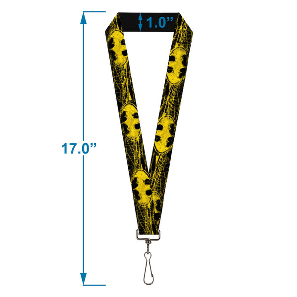 Buckle-Down Lanyard - 1.0" - Batman Shield CLOSE-UP Sketch Black/Yellow