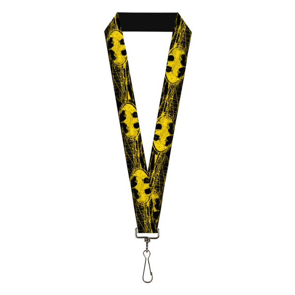 Buckle-Down Lanyard - 1.0" - Batman Shield CLOSE-UP Sketch Black/Yellow