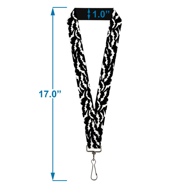 Buckle-Down Lanyard - 1.0" - Bats Flying Scattered Black/White