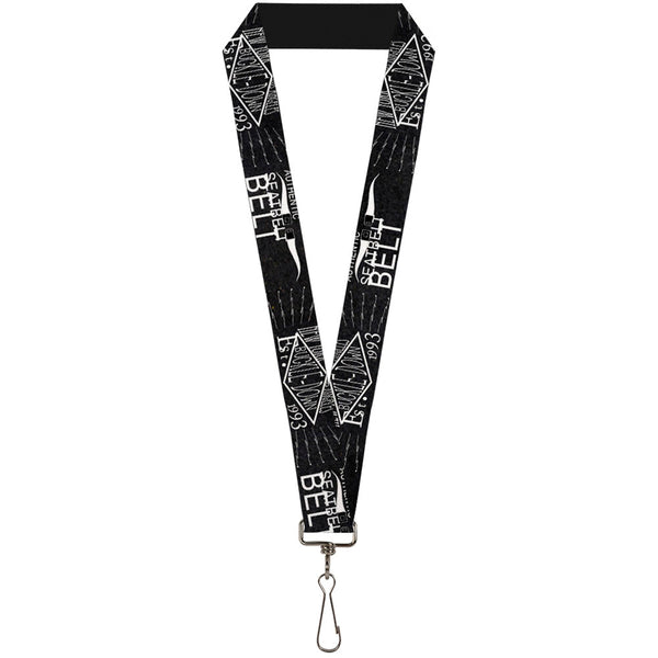 Buckle-Down Lanyard - 1.0" - BD AUTHENTIC SEATBELT BELT NY-LA Black White