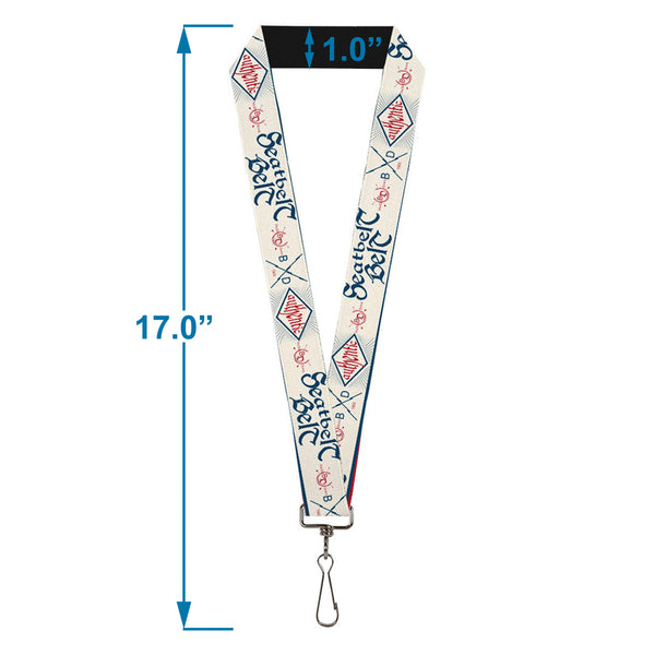 Buckle-Down Lanyard - 1.0" - BD AUTHENTIC SEATBELT BELT White Blue Red