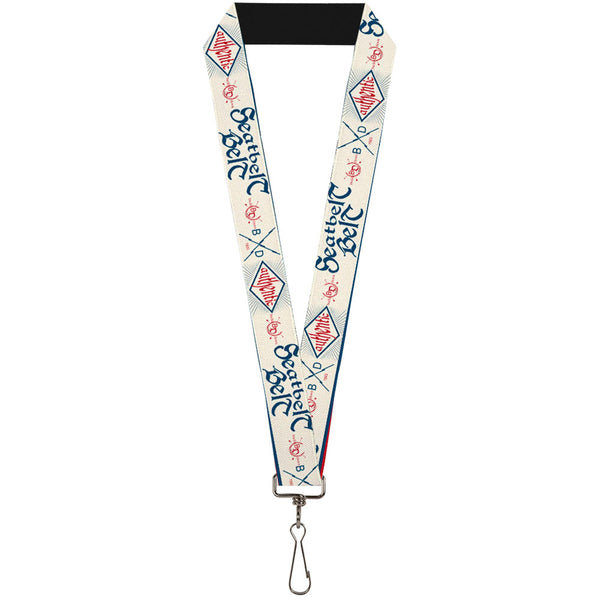 Buckle-Down Lanyard - 1.0" - BD AUTHENTIC SEATBELT BELT White Blue Red