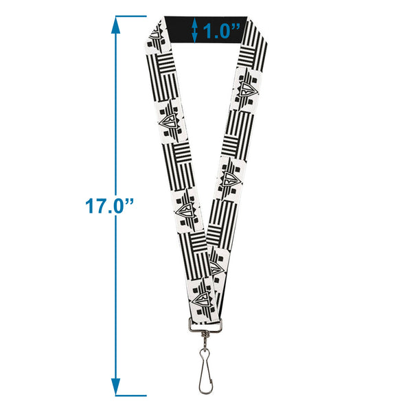 Buckle-Down Lanyard - 1.0" - BD Logo American Stripe Flag White Black