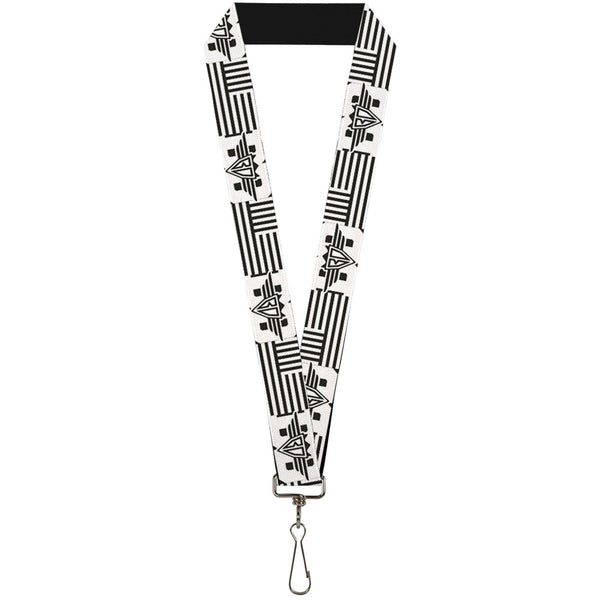 Buckle-Down Lanyard - 1.0" - BD Logo American Stripe Flag White Black