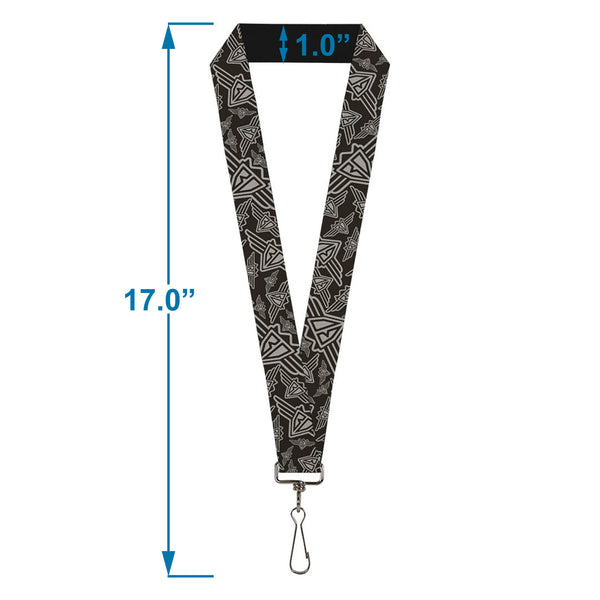 Buckle-Down Lanyard - 1.0" - BD Logo Scattered Black Gray
