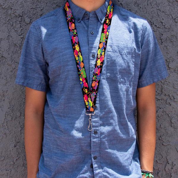 Buckle-Down Lanyard - 1.0" - BD Paint Splatter Black Neon