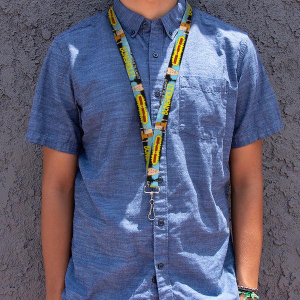 Buckle-Down Lanyard - 1.0" - BEAVIS AND BUTT-HEAD THE ALMIGHTY BUNGHOLE Pose And Title Logo Black/Blue