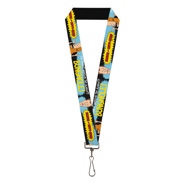 Buckle-Down Lanyard - 1.0" - BEAVIS AND BUTT-HEAD THE ALMIGHTY BUNGHOLE Pose and Title Logo Black/Blue