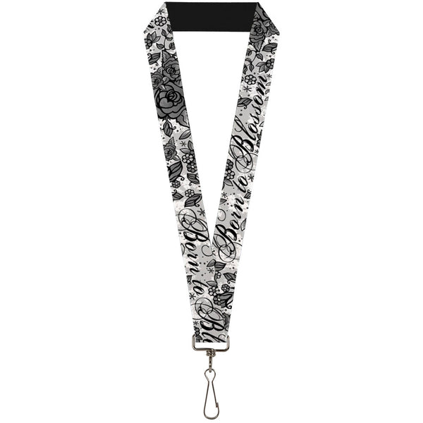 Buckle-Down Lanyard - 1.0" - Born to Blossom Black White