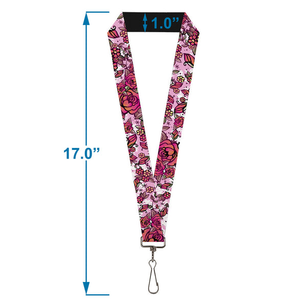Buckle-Down Lanyard - 1.0" - Born To Blossom CLOSE-UP White