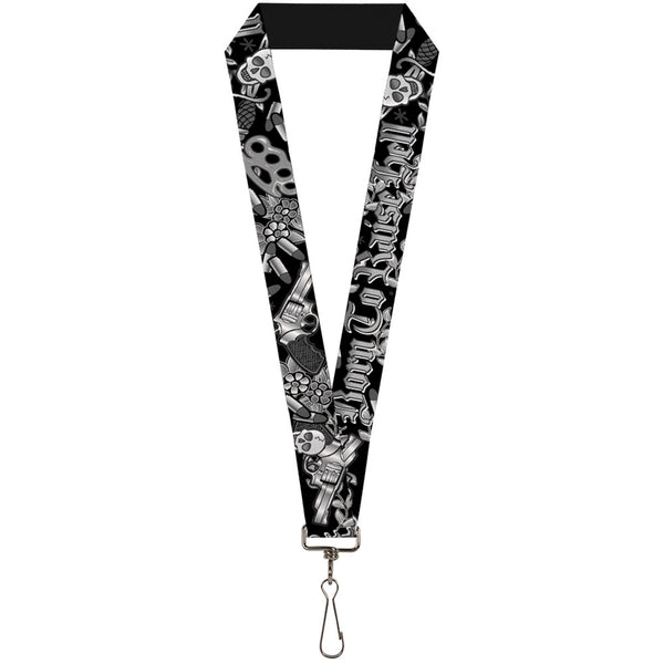Buckle-Down Lanyard - 1.0" - Born to Raise Hell Black White