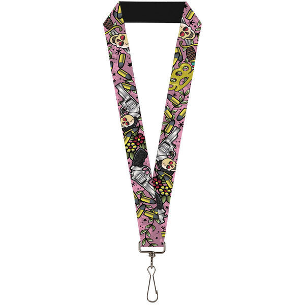 Buckle-Down Lanyard - 1.0" - Born to Raise Hell CLOSE-UP Pink