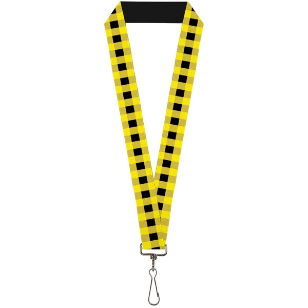 Buckle-Down Lanyard - 1.0" - Buffalo Plaid Black Neon Yellow