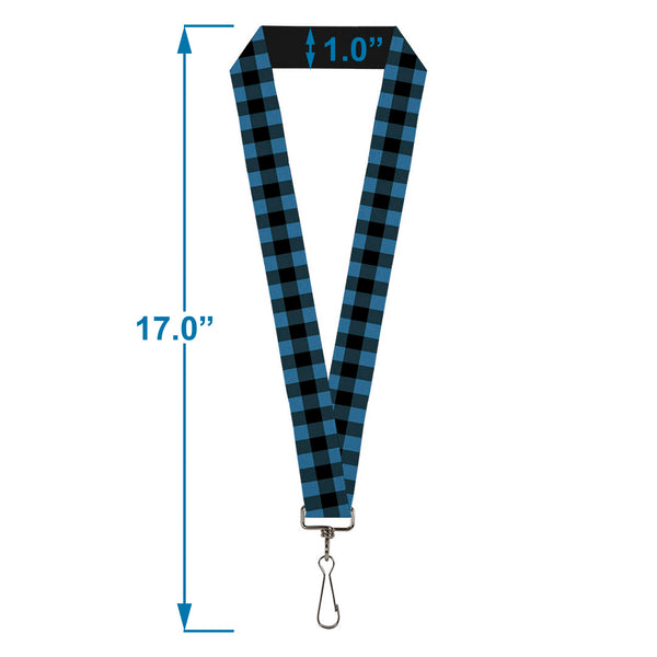Buckle-Down Lanyard - 1.0" - Buffalo Plaid Black Turquoise