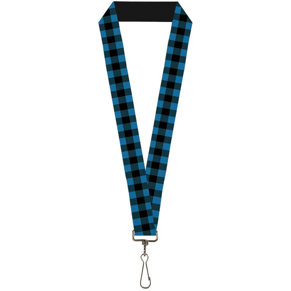 Buckle-Down Lanyard - 1.0" - Buffalo Plaid Black Turquoise