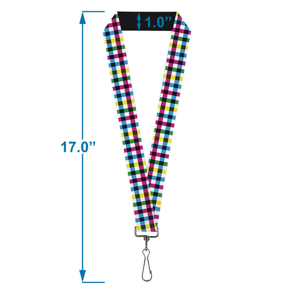 Buckle-Down Lanyard - 1.0" - Buffalo Plaid White Multi Color