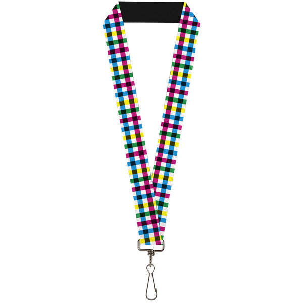 Buckle-Down Lanyard - 1.0" - Buffalo Plaid White Multi Color