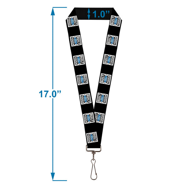 Buckle-Down Lanyard - 1.0" - BUILT FORD TOUGH Logo2 Black White Blue