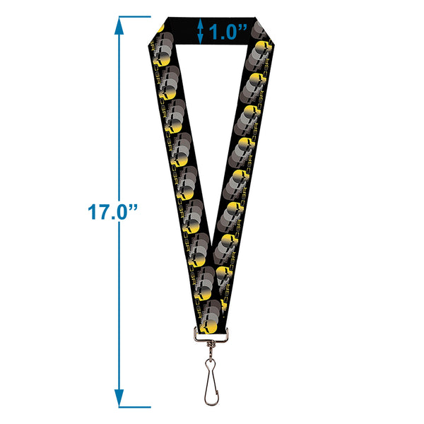 Buckle-Down Lanyard - 1.0" - C6 Racing W Skull Repeat Black Yellow Silver