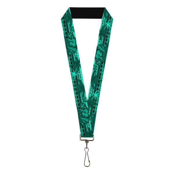 Buckle-Down Lanyard - 1.0" - Cali Bear Palm Trees Geometric Green